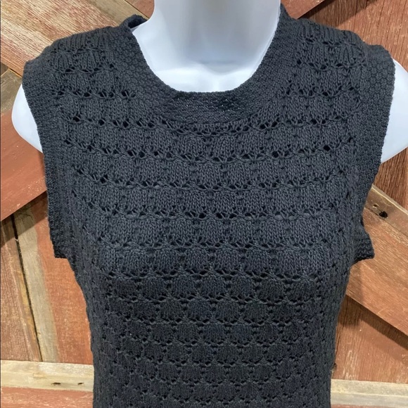 Banana Republic Maxi Sleeveless Black Sweater Dress, Crochet Lined Size 6 - Picture 2 of 15